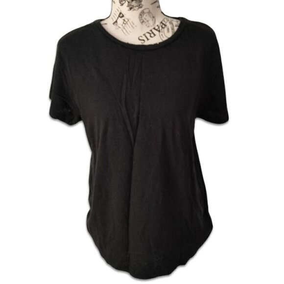 Joe's Jeans Rebel Black Distressed T-Shirt Top XS NWT Linen Cotton - Picture 2 of 8